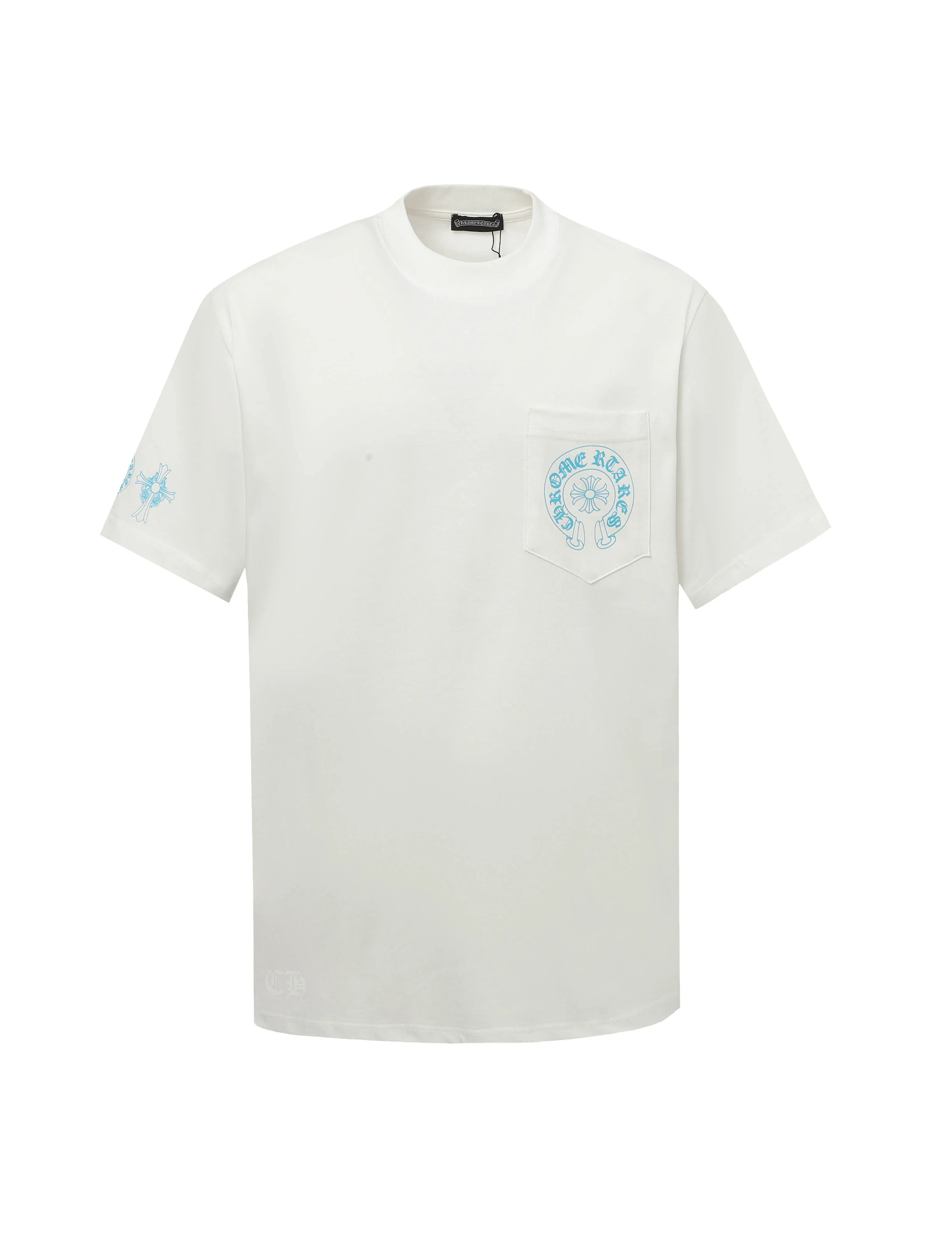 🅿️170 Chrome hearte/Chrome heart ch 25ss early spring new Sanskrit printed short-sleeved T-shirt. A must-have item for daily commuting for men and women in light luxury. The correct version is welcome to compare. Detailed features: ·280 grams of 100% pure cotton double yarn jersey fabric. ·Custom-dyed in the same vat with special thickened 32 counts of double-strand 1x1 thread. ·Double-needle cross-stitch technology. ·Original main mark washed hangtag. Color: black white. Size: XS-L